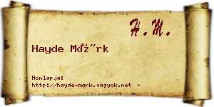 Hayde Márk névjegykártya